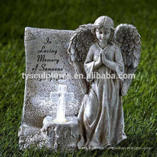 Custom made gravestone marble angel with cross tombstone headstone memory